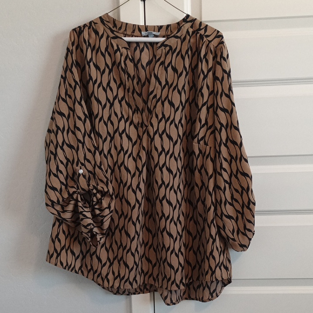 Floral & Ivy Work Shirt Tan And Black Size 2X